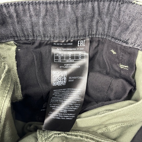 Guess Pants Mens 34x32 Green Casual Flat Front Slim Fit Chinos - Picture 3 of 5